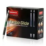 Unomax Turbo Glide Anodized Body Retractable Liquid Ball Point Pen (Set of 10- Blue)
