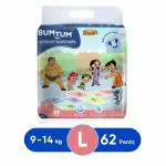 Bumtum Chhota Bheem Premium Baby Pull-Up Diaper Pants with Aloe Vera,Wetness Indicator and 12 Hours Absorption - Large - L (62 Pieces)
