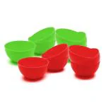 Jaycee Microwave Safe And BPA Free Green And Red Round Virgin Plastic Multipurpose Bowl - 300 Ml (Pack Of 12)