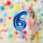 AMFIN 6 number foil balloon six birthday decorations items 6 number for birthday 6th month birthday decoration-Blue