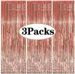 SpecialYou.in Party decorations items backdrop curtains , Rose gold fringe background frills ,Rose Gold Tinsel Foil Photo Booth, Metallic Streamers Backdrop for Birthday Party- 3 Pcs