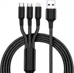 Astound 3 In 1 Multi Charger Cable, 35Cm Usb Multi Charging Cable, Fast Charger Cable With Ip/Micro-Usb/Type-C Port For Iphone/Tablets/Samsung Galaxy/Lg/Pixel/Huawei/Htc/Oneplus