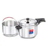 Prestige Svachh Lite Stainless steel Pressure Cooker, with stain less steel Starch filter, 6.5 Ltr