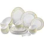 cello Pack of 33 Opalware Ariana Carrara White 33 pcs Dinner Set (White, Microwave Safe)