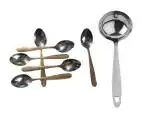URBAN BUY Stainless Steel Golden Spoon and Small Chamcha (Pack of 2)