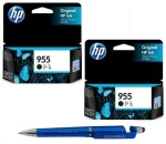 HP 955 Black Original Ink Cartridge (Pack of 2) With ITGLOBAL 3in1 Multi-Function Pen