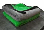 SOBBY Microfiber Cloth for Car Cleaning and Detailing - Dual Sided, Extra Thick Plush Microfiber Towel Lint-Free, 800 GSM, 40cm x 40cm (2 N - Green and Gray)