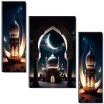 SAF SET OF 3 ISLAMIC RELIGIOUS MODERN ART WALL PAINTING WOODEN ART DECORATION ITEM FOR LIVING ROOM | BEDROOM | HOME DECOR | GIFTS | QUOTES DECOR ITEM | WALL ART FOR HALL | MDF WALL DECORATION 12 INCH X 18 INCH SANFJM35290