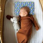 Kradyl Kroft Baby Head Shaping Pillow with 100% Cotton Removable Cover | Applr Biogen Foam Construct | New Born Pillow for Flat Head Prevention - Dancing Elephants