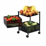 Alexin Kitchen Trolley Portable Cutlery Holder for Kitchen Storage Rack Square Design Fruits & Vegetable Onion Cutlery,Jars Container Kitchen Trolley with Wheels for Modular Kitchen (Black,Layer 2)