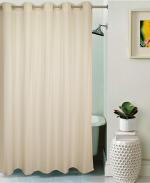 Lushomes Off White Polyester Designer Bathroom Shower Curtain with Eyelets 72 inch x 80 inch