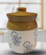 Your Local Store Ceramic Pickle Jar - 500 ml, 500 ml (Pack of 1, White, Brown)