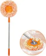 K4Mart 360 Rotatable Adjustable Cleaning Sunflower Mop Duster with Long Handle Wet & Dry Mop (Orange)