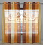 Homefab India 152.5 cm (5 ft) Polyester Window Sheer Transparent Curtain (Pack Of 2) Striped, Orange.