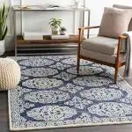 Surya Living Granada Premium Handtufted Wool Carpet, 100% Wool, Hand Tufted, Low Pile, Loop Design, Size 5x8 Feet,Blue Color