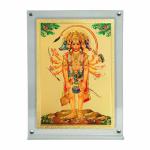 Hawai Gold Plated Panchmukhi Hanuman Bajrang Bali Photo with Transparent Acrylic Magentic Tabletop Home Décor Religious Photo Frame, 8x5.8 inch Frame SFDI00556_ACRYLIC
