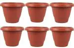 Audbhidhi Pots (10 Inches - Pack Set of 6) Plastic Round Shape Small Size Terracotta Flowers Gamla | Nursery Pots for Plants Home Gardening Balcony Terrace Garden Indoor Outdoor |Planters