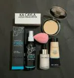 DAIMANPU Fixer, liquid shimmer highlighter wand, beauty blender, foundation 115 (5 Items in the set)