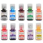 Colourmist Edible Oil Candy Color Assorted 10g each, Pack Of 10 Colours (Black, Pink, Blue, Purple, Burgundy, Red, Green, Violet, Orange, Yellow) for Chocolate & Oil Based Products - BV 3047