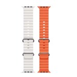 MENASO Ocean Smart Watch Strap Belt for Ultra Watch 49 mm, Series 8 / 7 45 mm, Series 6 / 5 / 4 44 mm, Series 3 / 2 / 1 42 mm, T800 Ultra, Watch 8 Ultra, i8 Pro Max, W26, T800. Smart Watch Strap (White, Orange)