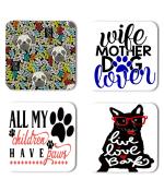 Whats Your Kick Dog Lover Wife Mother Dog Lover Quotes Printed Set of 4 Coaster With Metal Stand