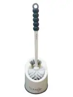 Inditradition 2 in 1 Toilet Cleaning Nylon Brush with Storage Box, Main and Under Rim Brush, Heavy Bristles (White, Large)