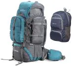 Tripole Sea Green Polyester Walker 65 Ltr Rucksack With 20 Ltr Foldable Day Pack Rain Cover And Laptop Section