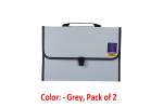 SAGA Plastic Expanding File Organizer | Waterproof File Folder Briefcase with 12 Pockets, Durable Buckle, Portable Handle, A4/FC Letter Size for Travel, Home, Office ,School (Grey) - Set of 2