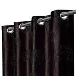 Grihshobha Brown Solid and Floral Polyester Door Curtains (2.44 x 1.22 m) (Pack of 3)