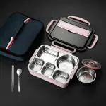 Vinishq Heavy Quality 5 Grid Food Stoarage Box for Office-College-School Stainless Steel Lunch Box