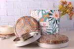 Utensza Stainless Steel Flat Canisters/ Roti box/Storage Containers Set of 2 Pcs, Capacity- 800 ml, 550 ml. (Rajasthani White)