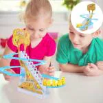 Pluspicks Small Ducks Climbing Toys, Electric Ducks Chasing Race Track Game Set, Playful Roller Coaster Toy with 9 Duck LED Flashing Lights & Music Button, Fun Duck Stair Climbing Toy for Toddlers and Kids