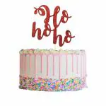 Festiko Red Glitter Ho Ho Ho Cake Topper, Christmas Party Cake Topper