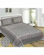 Jaipur Block Prints - 140 TC Printed cotton King size bedsheet with two pillow covers-Multicolour