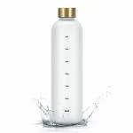 Yakinam 1 Litre Leak Proof Water Bottle with Time Maker BPA Free Frosted Plastic Material (White Mat)