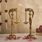 DecorTwist Handmade Traditional Indian Brass Decorative Diya Parrot Oil Lamp for Pooja or Home Decor (Single Piece)