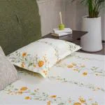 Urban Space Serene 100% Cotton 200 TC Printed Bedsheet for Single Bed with 1 Pillow Cover (Size 58 x 90 inches, Veil Bloom - Yellow)