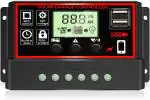 SSUCA 50A Solar Charge Controller, 12V / 24V Intelligent Battery Regulator for Solar Panel with 5v Dual USB Port & LCD Display, PWM Controller for Solar Panel Provides Smart Protection to Battery