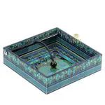 DULI Handmade Decorative Multicolor Two Peacocks Engineered Wood Paper Napkin Holders - 19 x 19 cm