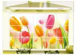 JAAMSO ROYALS Pink and Yellow Flower Design Removable Oil Proof Heat Resistant Kitchen Wall Sticker (75 cm x 45 cm)