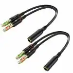 BIGGEAR 2Pcs 20cm Gold Plated Aux Splitter 2 Male to 1 Female 3.5mm Headphone Earphone Mic Audio