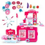 Baybee 2 in 1 Pretend Play Kitchen Set for Kids Girls, Portable Pretend Play Little Chef Set Toys for Kids, Role Play Cooking Kitchen Set Kids Toys for 3,4,5,6 Years Girls