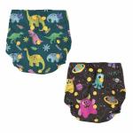 Bumtum 0 to 3 Yrs Baby Freesize Ultrahygiene Waterproof Dinasours & Space Extra Soft Cloth Diaper, 5hrs Absorbency | Washable & Reusable Diaper and Cotton Soaker(Pack of 2)