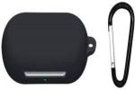Boogeyman boAt Airdopes 441 Protective Soft Silicone Buds Case Cover Shockproof Pouch with Keychain Hook Supports Wireless Charging Black