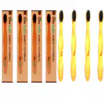 Orev Health Bamboo Toothbrush - Activated Charcoal Bristles (Set of 4)-100% Eco Friendly