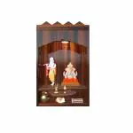 INVENZO Wooden Pooja Mandir Stand Temple for Home & Office Wall Mounted with LED Spot Light, Finish - Natural Glossy Polished, Size -(H 18.5 x L 11.5 x W 7 inch)