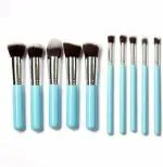 DATNASAYAD 10 Pcs Blue Soft Bristles Makeup Brushes Set for Makeup - (Pack of 10)