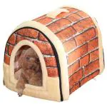 Qpets Cat House Winter, Dog Beds And Houses, Cozy House With Detachable Roof, Portable Handle All Season Use Cat Bed, Creative Print Pet House For Small Medium Cat Or Dog, M