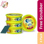 Soul Fresh Round Dishwash Bar 500gm, Lemon And Vinegar, Germ Protection Power Of Lemon, Removes Tough Grease, Free Scrubber Inside (Pack Of 4)