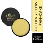 Olivia 100% Waterproof Pan Cake Golden Yellow Makeup Concealer 25g, Shade No.21 - Pack of 3